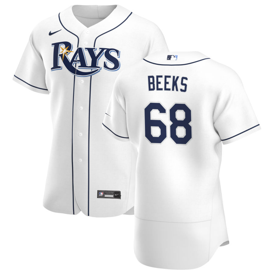 Tampa Bay Rays 68 Jalen Beeks Men Nike White Home 2020 Authentic Player MLB Jersey